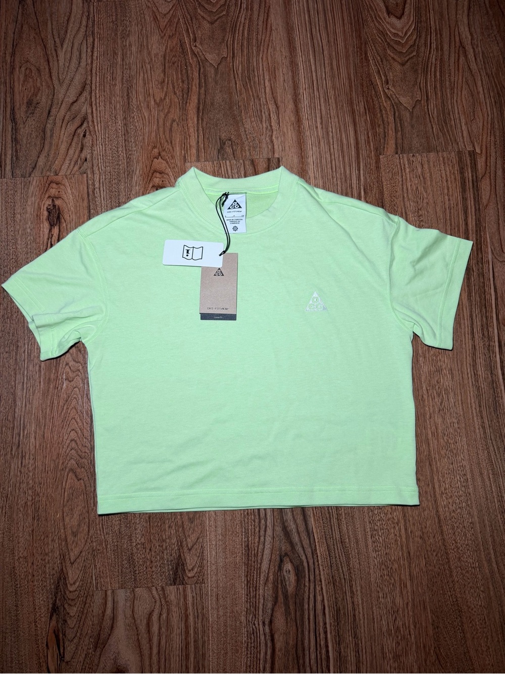 Nike ACG Shirt Women's Small Dri-FIT ADV Cropped Logo Tee Lime Green FD271-337